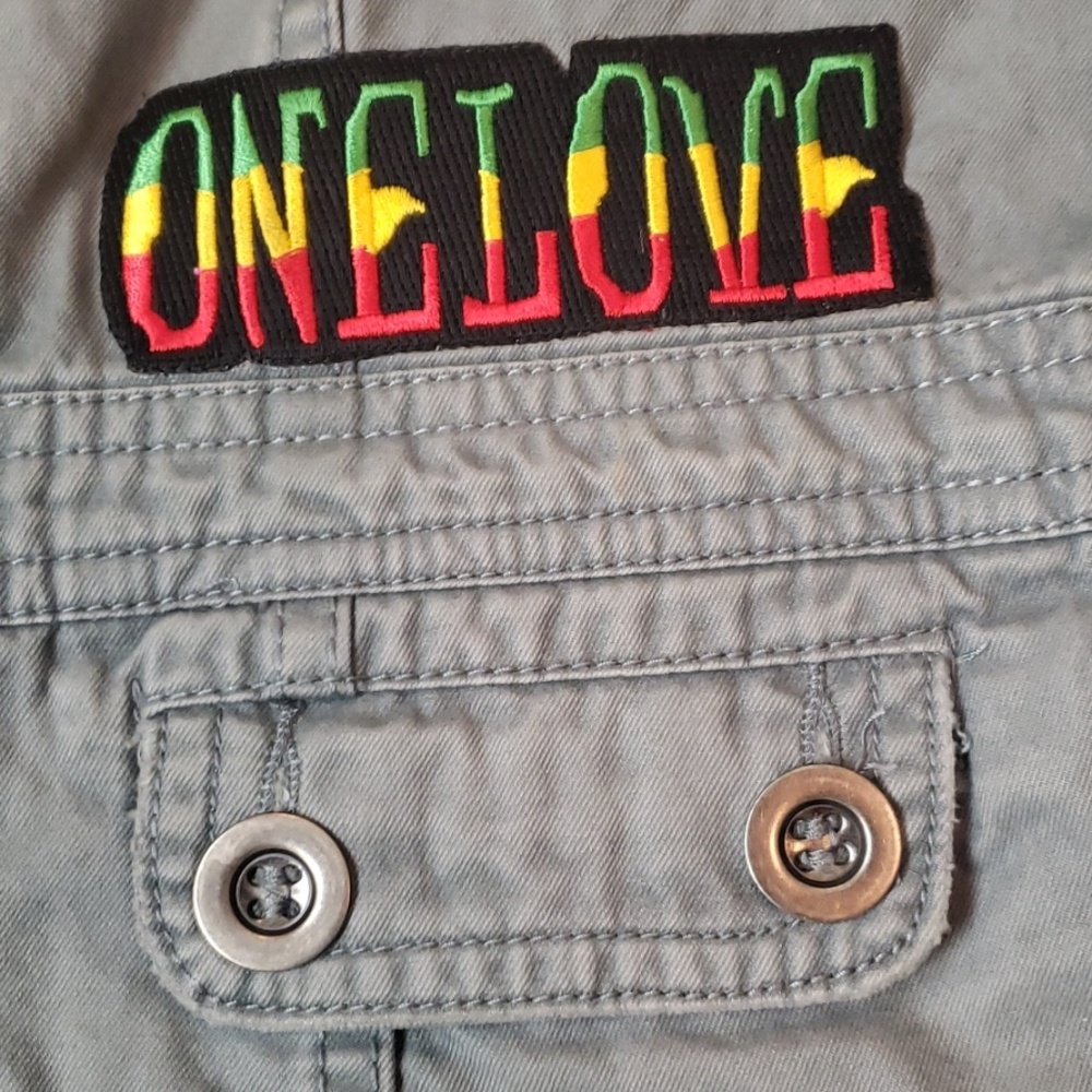 Stonewashed Rasta Bob Marley patched Jacket 36 H&M